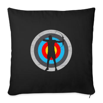 Tir à l’arc Cible Archer - Housse de coussin décorative 45 x 45 cm - noir - Devant