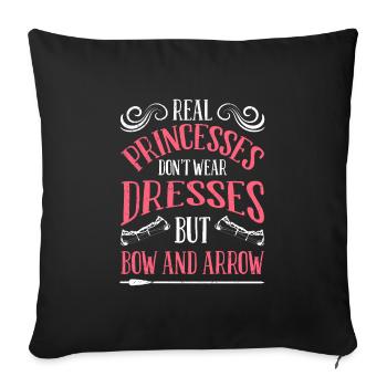 Princesse avec arc et flèche archer - Housse de coussin décorative 45 x 45 cm - noir - Devant