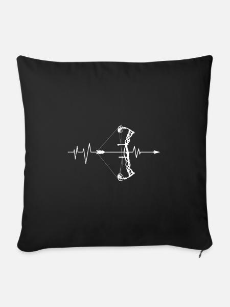Bogenschütze Compoundbogen Herzschlag EKG - Sofakissenbezug 45 x 45 cm - Schwarz