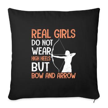 Les vraies filles portent du tir à l’arc et des flèches - Housse de coussin décorative 45 x 45 cm - noir - Devant