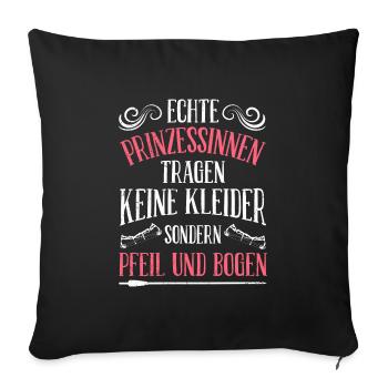 Prinzessin mit Pfeil und Bogen Bogenschützen - Sofakissenbezug 45 x 45 cm - Schwarz - Vorne