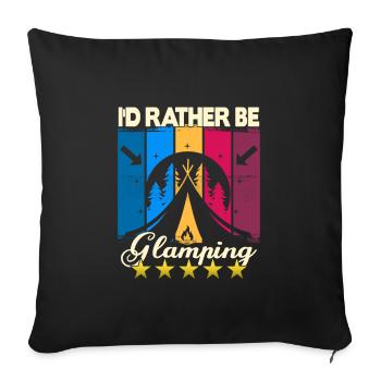 I'd rather be Glamping - Sofa pillowcase 17,3'' x 17,3'' (45 x 45 cm) - black - Front