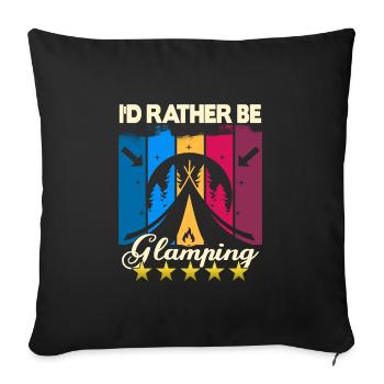 I'd rather be Glamping - Sofa pillowcase 17,3'' x 17,3'' (45 x 45 cm) - black - Front