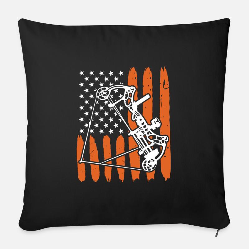 Archer à l’arc à poulies USA Tir à l’arc - Housse de coussin décorative 45 x 45 cm - noir