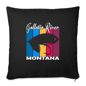 Gallatin River Montana Pêche à la mouche - Housse de coussin décorative 45 x 45 cm - noir - Devant