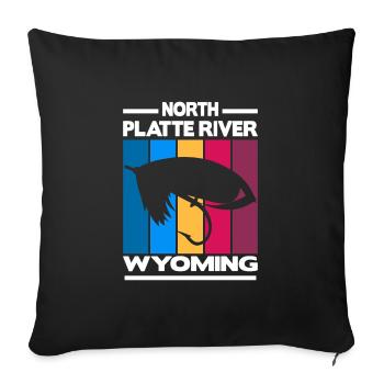 North Platte River Wyoming Pêche à la mouche - Housse de coussin décorative 45 x 45 cm - noir - Devant