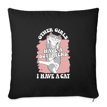 Chat Chats Amoureux Chat Propriétaire ChatOn - Housse de coussin décorative 45 x 45 cm - noir - Devant