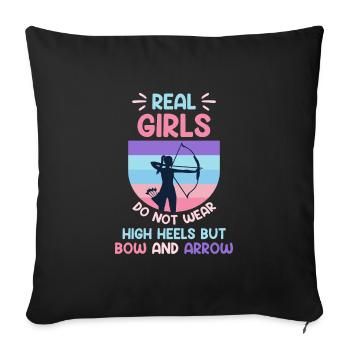 Les vraies filles portent du tir à l’arc et des flèches - Housse de coussin décorative 45 x 45 cm - noir - Devant