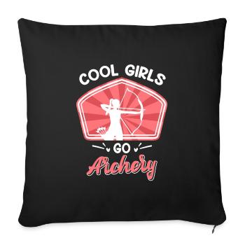 Les femmes cool vont au tir à l’arc - Housse de coussin décorative 45 x 45 cm - noir - Devant
