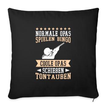 Tontaubenschießen Opa Tontauben - Sofakissenbezug 45 x 45 cm - Schwarz - Vorne