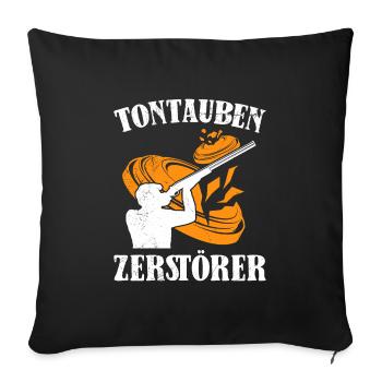 Tontauben Zerstörer Tontaubenschießen - Sofakissenbezug 45 x 45 cm - Schwarz - Vorne