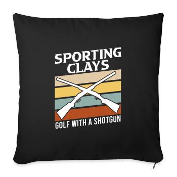 Clay pigeon shooting golf with shotgun - Sofa pillowcase 17,3'' x 17,3'' (45 x 45 cm) - black - Front