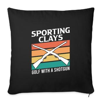 Clay pigeon shooting golf with shotgun - Sofa pillowcase 17,3'' x 17,3'' (45 x 45 cm) - black - Front