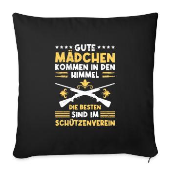 Beste Mädchen sind im Schützenverein Gewehr - Sofakissenbezug 45 x 45 cm - Schwarz - Vorne