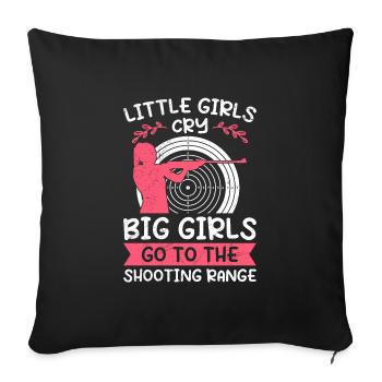 Les petites filles pleurent Les grandes vont au stand de tir - Housse de coussin décorative 45 x 45 cm - noir - Devant