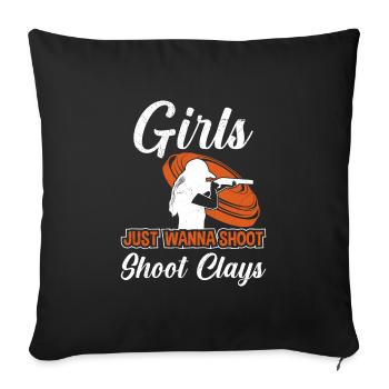 Women's Clay Pigeon Shooting - Sofa pillowcase 17,3'' x 17,3'' (45 x 45 cm) - black - Front