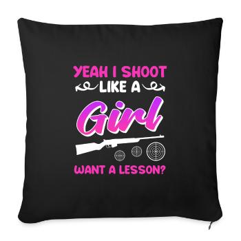 Tirez comme une fille tireur sportif féminin - Housse de coussin décorative 45 x 45 cm - noir - Devant