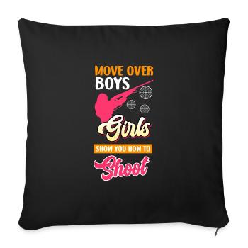 Frauen zeigen wie geschossen wird Sportschütze - Sofakissenbezug 45 x 45 cm - Schwarz - Vorne