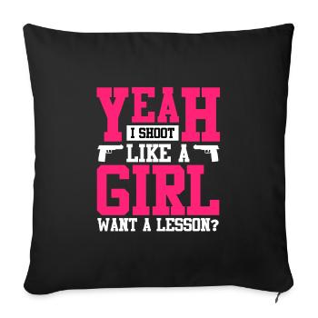 Girl Shooting Damen Tontaubenschießen - Sofakissenbezug 45 x 45 cm - Schwarz - Vorne