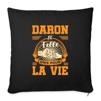 Daron fille unis pour la vie fête des pères check - Housse de coussin décorative 45 x 45 cm - noir - Devant