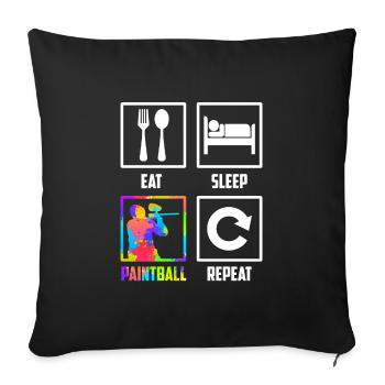 Eat Sleep Paintball Repeat Paintballer Paintball - Sofa pillowcase 17,3'' x 17,3'' (45 x 45 cm) - black - Front