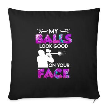 Mes balles ont l’air bien sur votre face Paintball - Housse de coussin décorative 45 x 45 cm - noir - Devant
