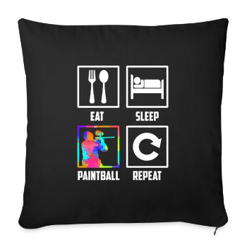 Eat Sleep Paintball Repeat Paintballer Paintball - Sofa pillowcase 17,3'' x 17,3'' (45 x 45 cm) - black - Front