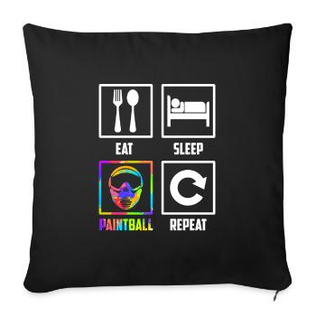 Eat Sleep Paintball Repeat Paintballer Paintball - Sofa pillowcase 17,3'' x 17,3'' (45 x 45 cm) - black - Front