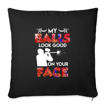 Mes balles ont l’air bien sur votre face Paintball - Housse de coussin décorative 45 x 45 cm - noir - Devant