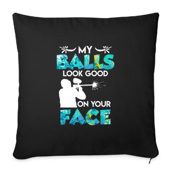 Mes balles ont l’air bien sur votre face Paintball - Housse de coussin décorative 45 x 45 cm - noir - Devant