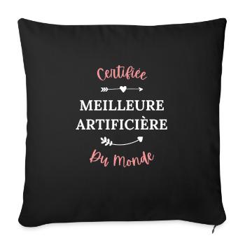 Certifiée meilleure artificière du monde - Housse de coussin décorative 45 x 45 cm - noir - Devant