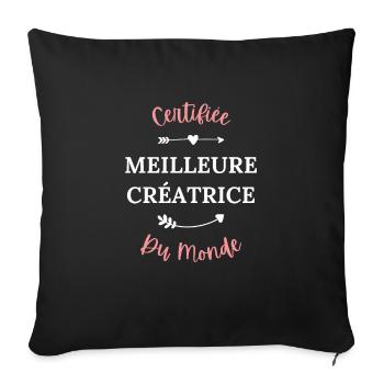 Certifiée meilleure créatrice du monde - Housse de coussin décorative 45 x 45 cm - noir - Devant
