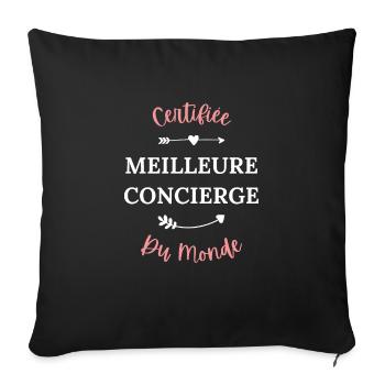 Certifiée meilleure concierge du monde - Housse de coussin décorative 45 x 45 cm - noir - Devant