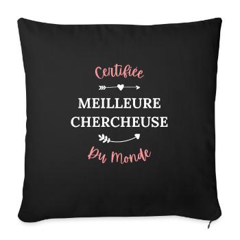 Certifiée meilleure chercheuse du monde - Housse de coussin décorative 45 x 45 cm - noir - Devant