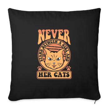 Chat Chats Amoureux Chat Propriétaire ChatOn - Housse de coussin décorative 45 x 45 cm - noir - Devant