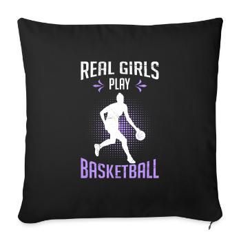 Les vraies filles jouent au basket-ball - Housse de coussin décorative 45 x 45 cm - noir - Devant