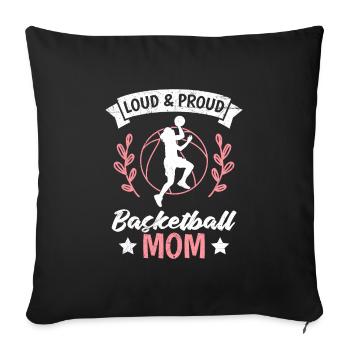 Maman de basketball bruyante et fière - Housse de coussin décorative 45 x 45 cm - noir - Devant