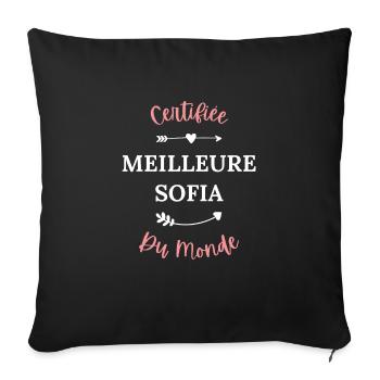 Certifiée meilleure sofia du monde - Housse de coussin décorative 45 x 45 cm - noir - Devant