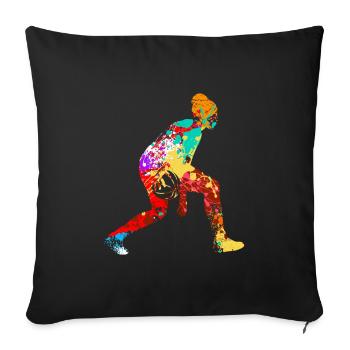 Joueuse de basket-ball de basket-ball féminin - Housse de coussin décorative 45 x 45 cm - noir - Devant