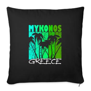 Mykonos Grèce Coucher de soleil - Housse de coussin décorative 45 x 45 cm - noir - Devant