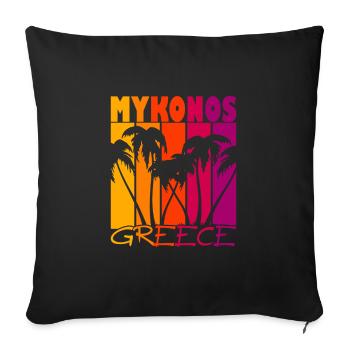Mykonos Grèce Coucher de soleil - Housse de coussin décorative 45 x 45 cm - noir - Devant
