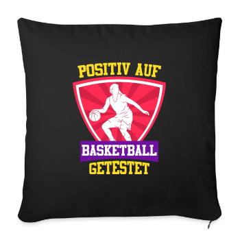 Testé positif au basketball féminin - Housse de coussin décorative 45 x 45 cm - noir - Devant