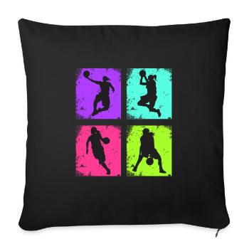 Vintage Women's Basketball - Sofa pillowcase 17,3'' x 17,3'' (45 x 45 cm) - black - Front