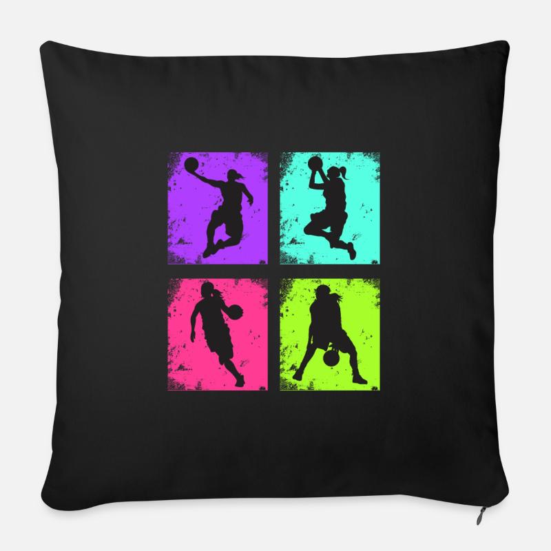 Vintage Basketball Damen - Sofakissenbezug 45 x 45 cm - Schwarz