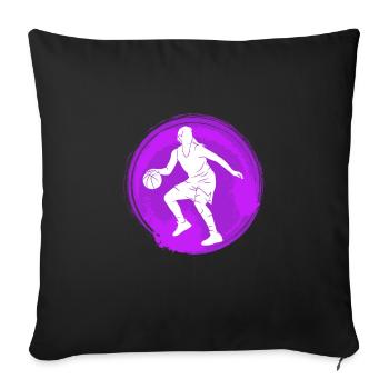 Basket-ball féminin - Housse de coussin décorative 45 x 45 cm - noir - Devant