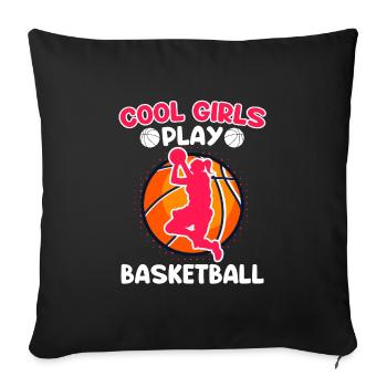 Les filles cool jouent au basket-ball - Housse de coussin décorative 45 x 45 cm - noir - Devant