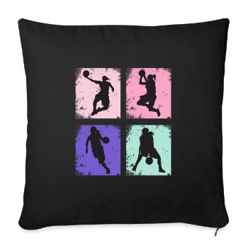 Basketball féminin vintage - Housse de coussin décorative 45 x 45 cm - noir - Devant
