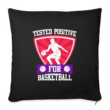Testé positif au basketball féminin - Housse de coussin décorative 45 x 45 cm - noir - Devant