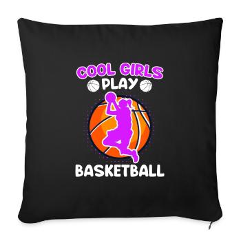 Les filles cool jouent au basket-ball - Housse de coussin décorative 45 x 45 cm - noir - Devant