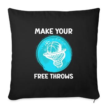 Faites vos lancers francs basket - Housse de coussin décorative 45 x 45 cm - noir - Devant